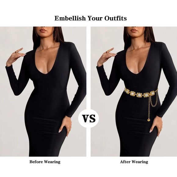 1384 Western Belt For Women Metal Concho Chain Belts Cowgirl Belt Country - Picture 2 of 7